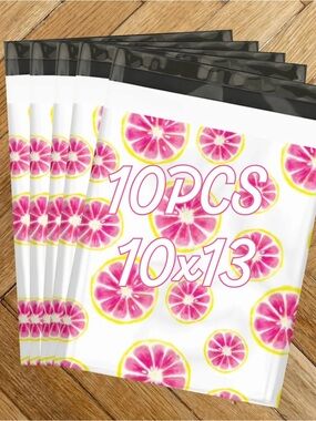 Summer Themed Poly Mailers - Pink Lemon (10 Pack) of 10x13